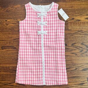Lilly Pulitzer Girls Pink and White Houndstooth Sleeveless Shift Dress - NWT